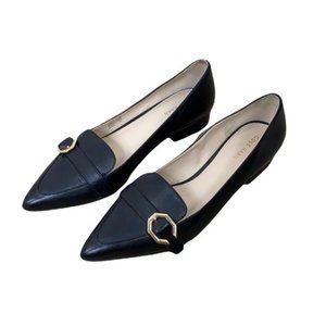 Cole Haan Leela Skimmer Black Leather Pointed Flat